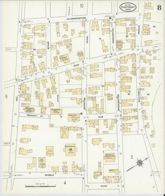 Sanborn Fire Insurance Map from Eastport, Washington County, Maine (1911), Sheet #0008 - Historic Sanborn Fire Insurance Map Print, vintage old map wall art, antique decor, genealogy gift, Maine Maine map