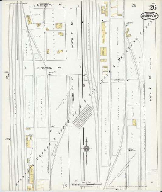 Sanborn Fire Insurance Map from Arkansas City, Cowley County, Kansas (1920), Sheet #0026 - Historic Sanborn Fire Insurance Map Print, vintage old map wall art, antique decor, genealogy gift, Arkansas Arkansas map