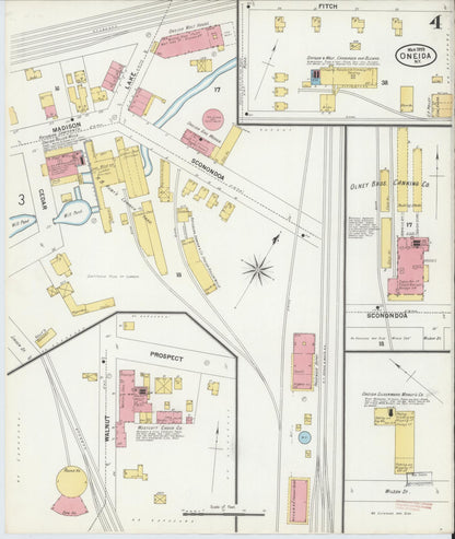 Sanborn Fire Insurance Map from Oneida, Madison County, New York (1899), Sheet #0004 - Historic Sanborn Fire Insurance Map Print, vintage old map wall art, antique decor, genealogy gift, New York New York map