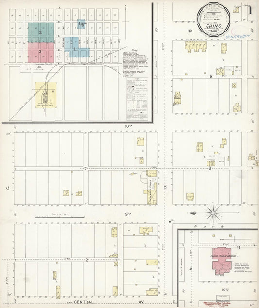 Sanborn Fire Insurance Map from Chino, San Bernardino County, California (1897), Sheet #0001 - Historic Sanborn Fire Insurance Map Print, vintage old map wall art, antique decor, genealogy gift, California California map