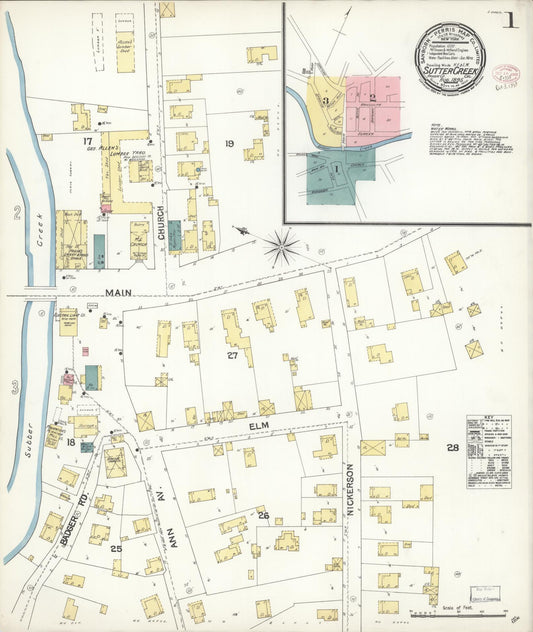 Sanborn Fire Insurance Map from Sutter Creek, Amador County, California (1895), Sheet #0001 - Complete Map Set gallery image, historic Sanborn map, vintage wall art, California California