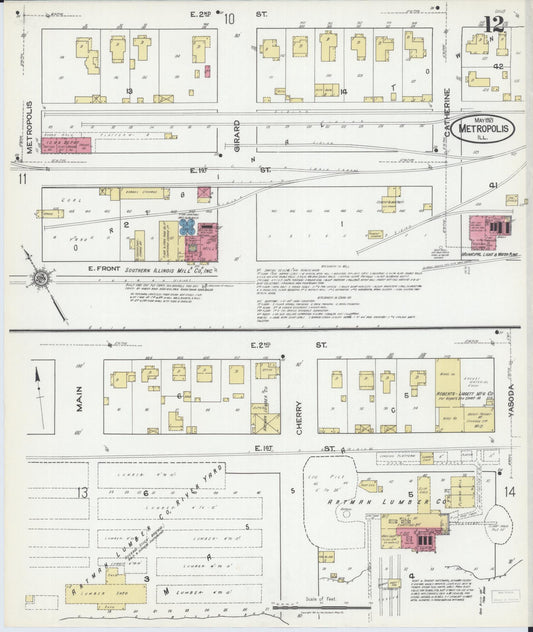 Sanborn Fire Insurance Map from Metropolis, Massac County, Illinois (1921), Sheet #0012 - Historic Sanborn Fire Insurance Map Print, vintage old map wall art, antique decor, genealogy gift, Illinois Illinois map