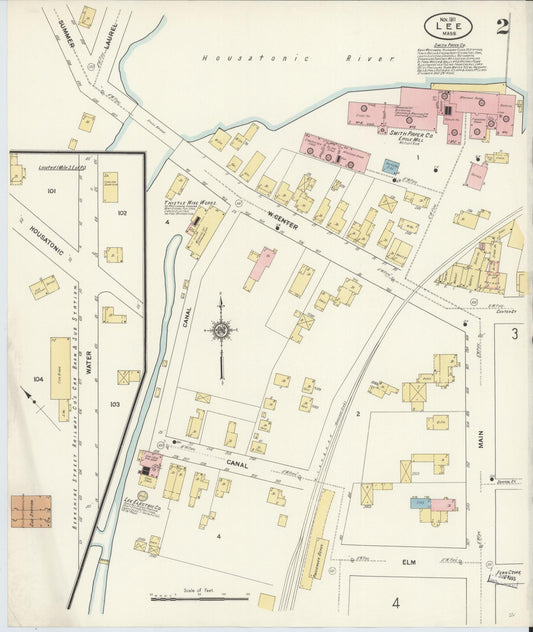 Sanborn Fire Insurance Map from Lee, Berkshire County, Massachusetts (1911), Sheet #0002 - Historic Sanborn Fire Insurance Map Print, vintage old map wall art, antique decor, genealogy gift, Massachusetts Massachusetts map