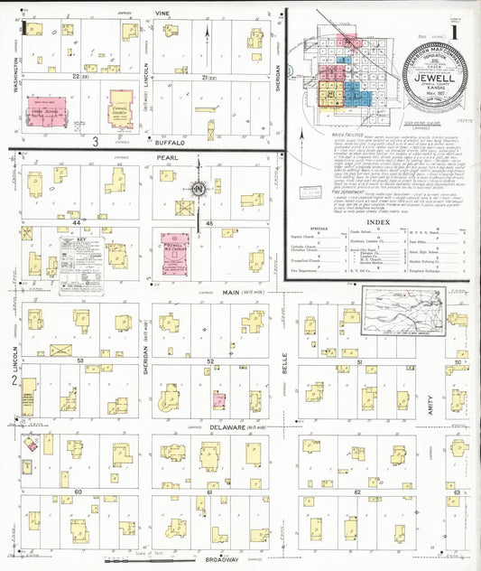 Sanborn Fire Insurance Map from Jewell, Jewell County, Kansas. (1927) – Historic Sanborn Fire Insurance Map Print