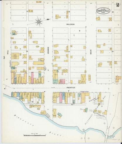 Sanborn Fire Insurance Map from Granite Falls, Yellow Medicine And Chippewa Counties, Minnesota (1899), Sheet #0002 - Complete Map Set gallery image, historic Sanborn map, vintage wall art, Minnesota Minnesota
