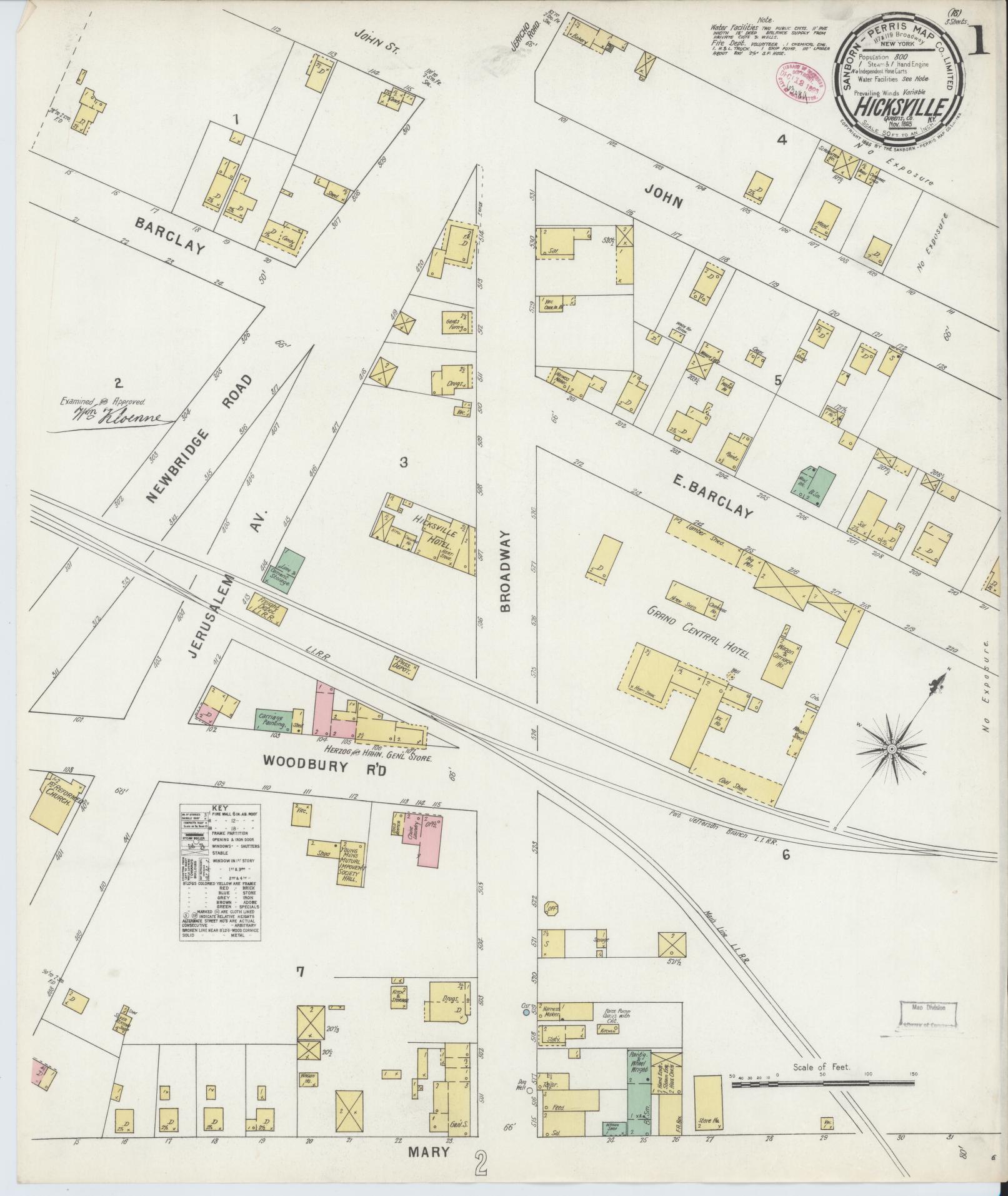 Sanborn Fire Insurance Map from Hicksville, Nassau County, New York. (1895) – Historic Sanborn Fire Insurance Map Print