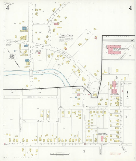 Sanborn Fire Insurance Map from Angola, Erie County, New York (1933), Sheet #0004 - Historic Sanborn Fire Insurance Map Print, vintage old map wall art, antique decor, genealogy gift, New York New York map