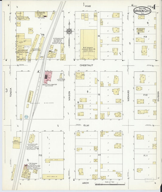 Sanborn Fire Insurance Map from Mason City, Mason County, Illinois (1914), Sheet #0004 - Historic Sanborn Fire Insurance Map Print, vintage old map wall art, antique decor, genealogy gift, Illinois Illinois map