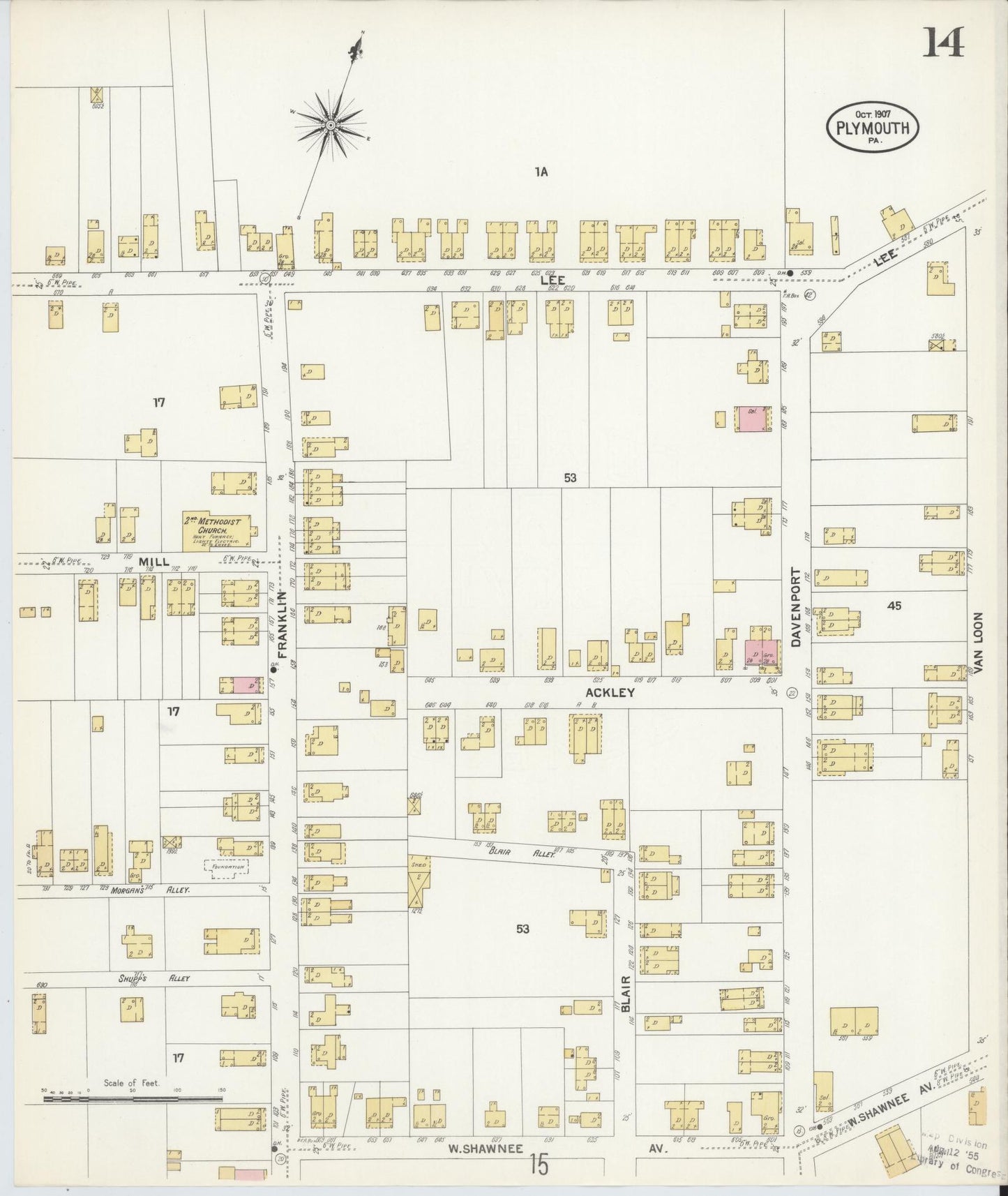 Sanborn Fire Insurance Map from Plymouth, Luzerne County, Pennsylvania (1907), Sheet #0014 - Complete Map Set gallery image, historic Sanborn map, vintage wall art, Pennsylvania Pennsylvania