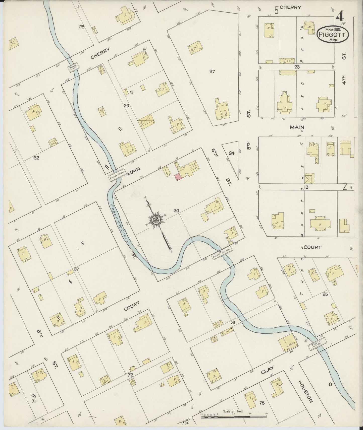Sanborn Fire Insurance Map from Piggott, Clay County, Arkansas (1915), Sheet #0004 - Complete Map Set gallery image, historic Sanborn map, vintage wall art, Arkansas Arkansas