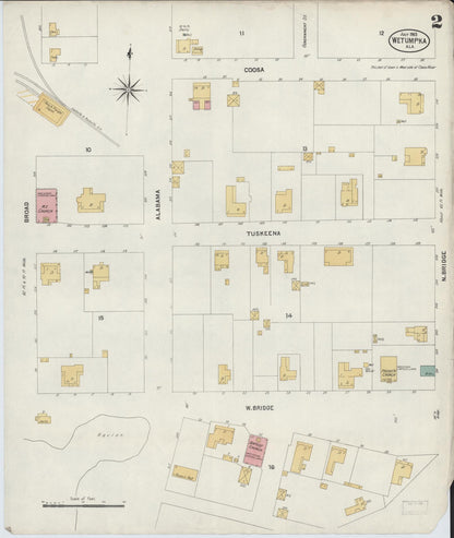 Sanborn Fire Insurance Map from Wetumpka, Elmore County, Alabama (1903), Sheet #0002 - Complete Map Set gallery image, historic Sanborn map, vintage wall art, Alabama Alabama