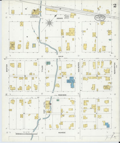 Sanborn Fire Insurance Map from Oswego, Kendall County, Illinois (1905), Sheet #0002 - Complete Map Set gallery image, historic Sanborn map, vintage wall art, Illinois Illinois