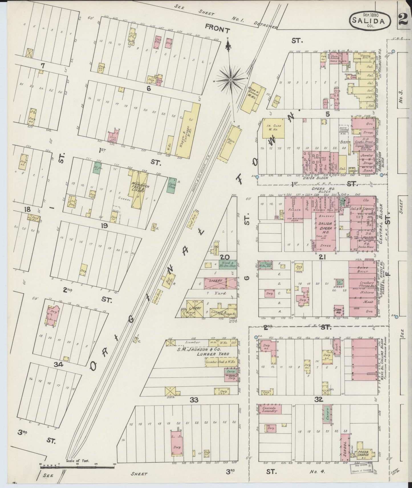 Sanborn Fire Insurance Map from Salida, Chaffee County, Colorado (1890), Sheet #0002 - Complete Map Set gallery image, historic Sanborn map, vintage wall art, Colorado Colorado