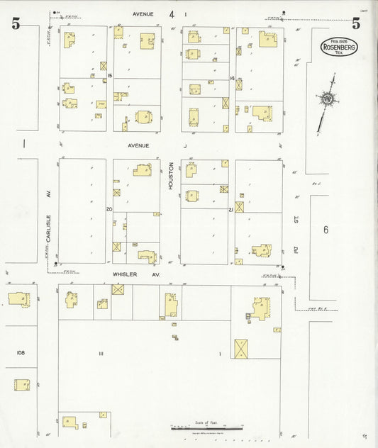 Sanborn Fire Insurance Map from Rosenberg, Fort Bend County, Texas (1926), Sheet #0005 - Historic Sanborn Fire Insurance Map Print, vintage old map wall art, antique decor, genealogy gift, Texas Texas map