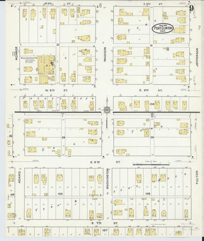 Sanborn Fire Insurance Map from Port Clinton, Ottawa County, Ohio (1916), Sheet #0009 - Complete Map Set gallery image, historic Sanborn map, vintage wall art, Ohio Ohio