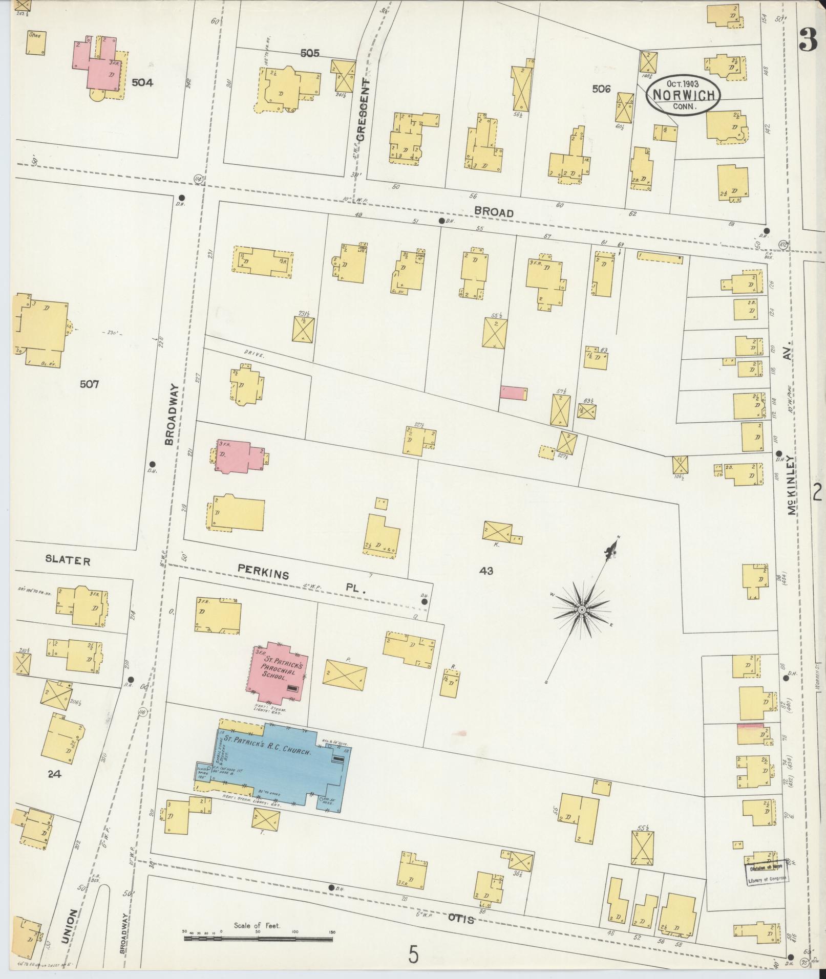 Sanborn Fire Insurance Map from Norwich, New London County, Connecticut (1903), Sheet #0003 - Historic Sanborn Fire Insurance Map Print, vintage old map wall art, antique decor, genealogy gift, Connecticut Connecticut map