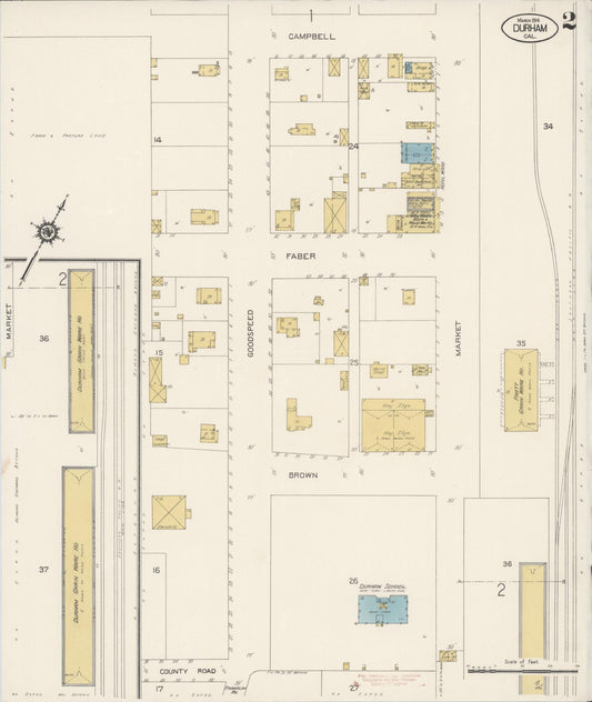 Sanborn Fire Insurance Map from Durham, Butte County, California (1914), Sheet #0002 - Historic Sanborn Fire Insurance Map Print, vintage old map wall art, antique decor, genealogy gift, California California map