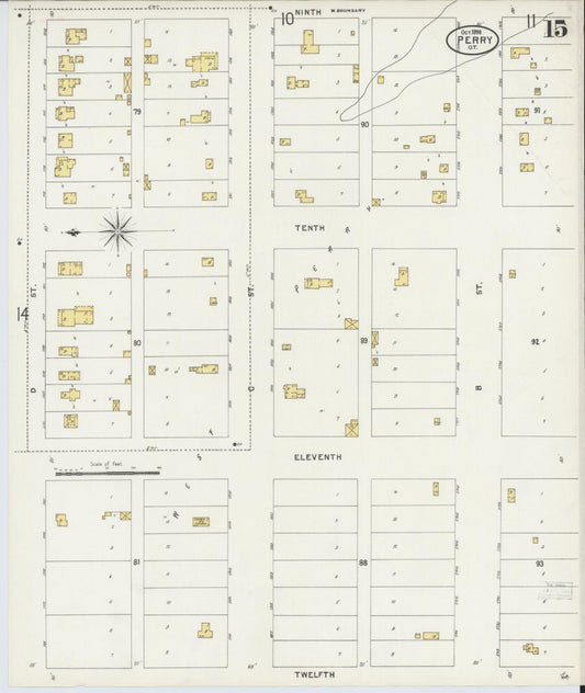 Sanborn Fire Insurance Map from Perry, Noble County, Oklahoma (1898), Sheet #0015 - Historic Sanborn Fire Insurance Map Print, vintage old map wall art, antique decor, genealogy gift, Oklahoma Oklahoma map