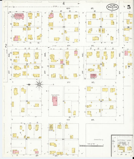 Sanborn Fire Insurance Map from Marion, Linn County, Iowa (1905), Sheet #0005 - Historic Sanborn Fire Insurance Map Print, vintage old map wall art