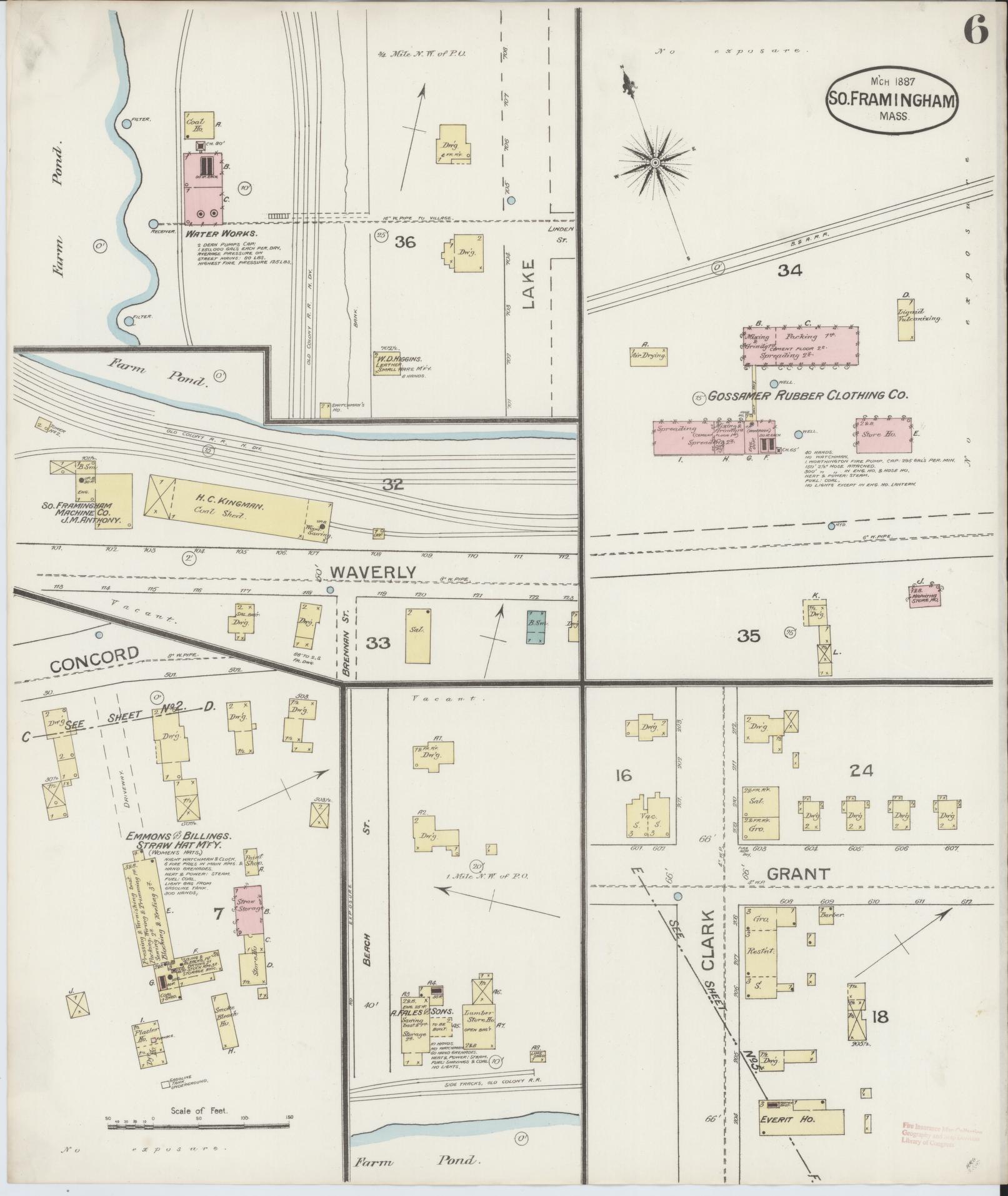 Sanborn Fire Insurance Map from South Farmington, Middlesex County, Massachusetts (1887), Sheet #0006 - Complete Map Set gallery image, historic Sanborn map, vintage wall art, Massachusetts Massachusetts