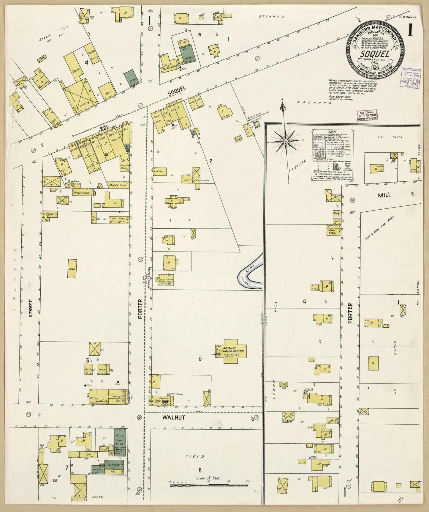 Sanborn Fire Insurance Map from Soquel, Santa Cruz County, California. (1908) – Historic Sanborn Fire Insurance Map Print