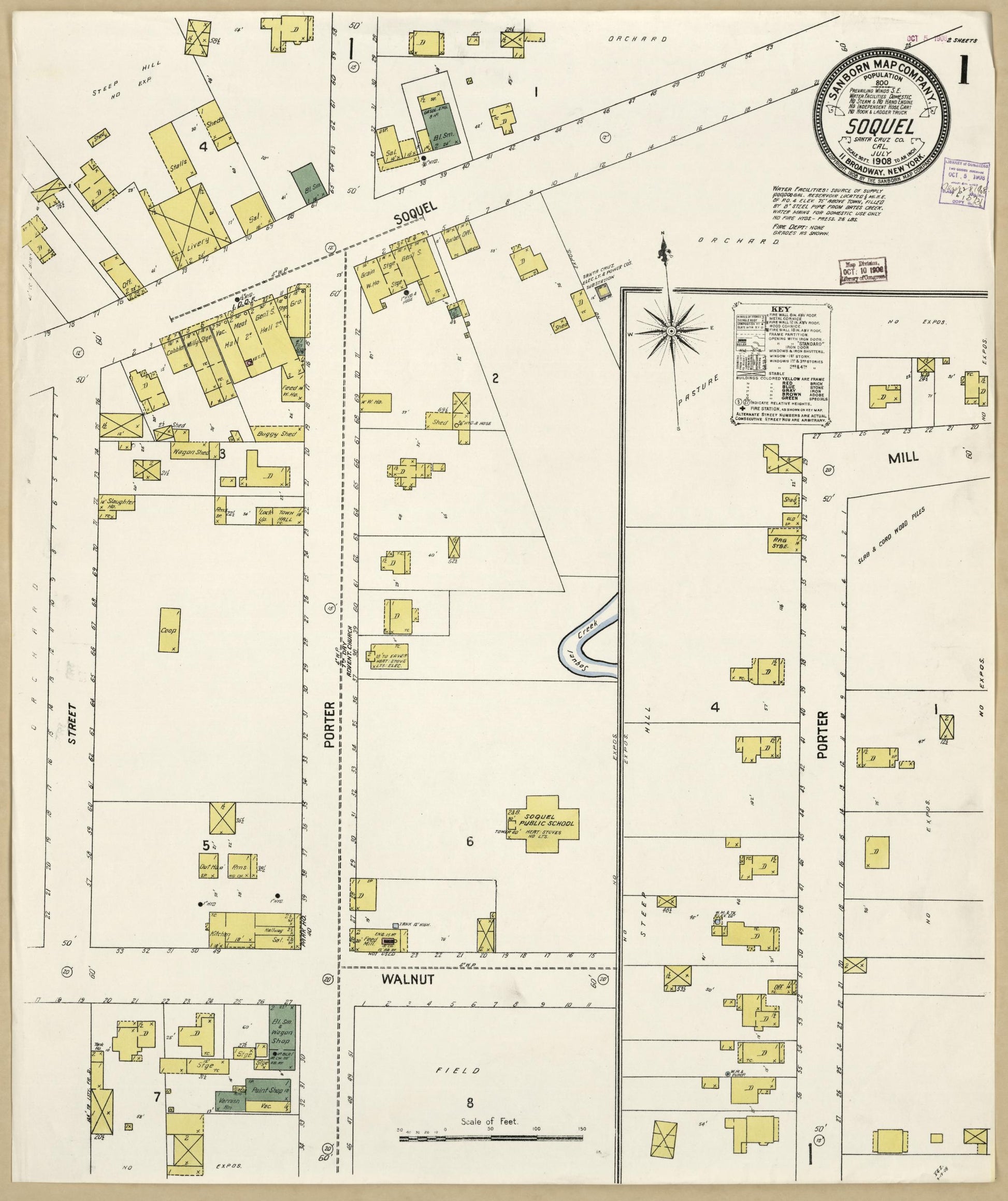 Sanborn Fire Insurance Map from Soquel, Santa Cruz County, California. (1908) – Historic Sanborn Fire Insurance Map Print