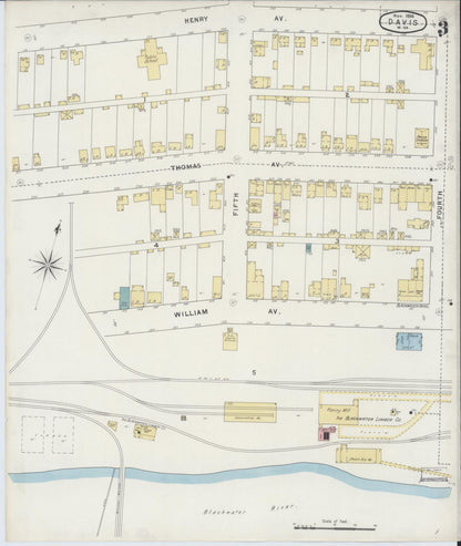 Sanborn Fire Insurance Map from Davis, Tucker County, West Virginia (1894), Sheet #0003 - Complete Map Set gallery image, historic Sanborn map, vintage wall art, West Virginia West Virginia