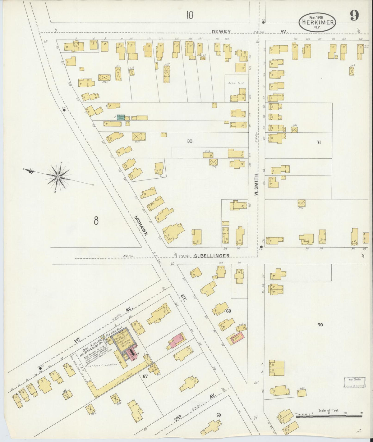 Sanborn Fire Insurance Map from Herkimer, Herkimer County, New York (1906), Sheet #0009 - Historic Sanborn Fire Insurance Map Print, vintage old map wall art, antique decor, genealogy gift, New York New York map