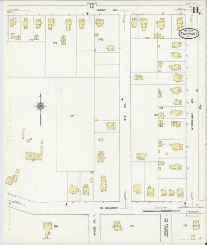 Sanborn Fire Insurance Map from Fairport, Monroe County, New York (1909), Sheet #0011 - Historic Sanborn Fire Insurance Map Print, vintage old map wall art, antique decor, genealogy gift, New York New York map