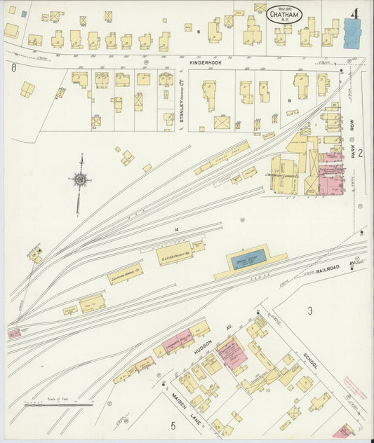 Sanborn Fire Insurance Map from Chatham, Columbia County, New York (1910), Sheet #0004 - Historic Sanborn Fire Insurance Map Print, vintage old map wall art, antique decor, genealogy gift, New York New York map