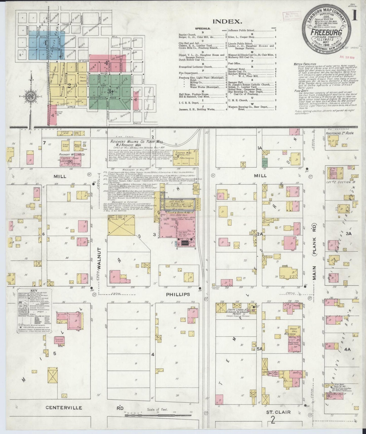Sanborn Fire Insurance Map from Freeburg, Saint Clair County, Illinois (1910), Sheet #0001 - Historic Sanborn Fire Insurance Map Print, vintage old map wall art, antique decor, genealogy gift, Illinois Illinois map
