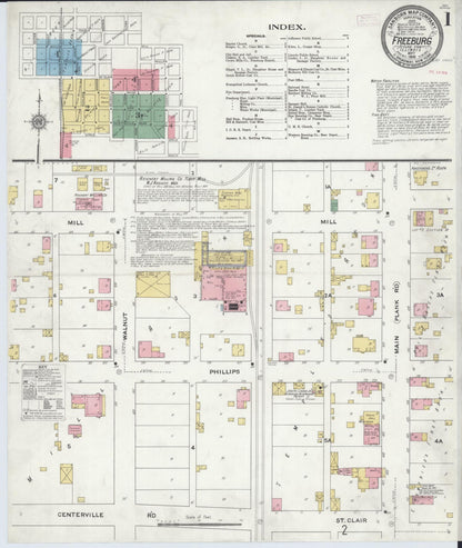 Sanborn Fire Insurance Map from Freeburg, Saint Clair County, Illinois (1910), Sheet #0001 - Historic Sanborn Fire Insurance Map Print, vintage old map wall art, antique decor, genealogy gift, Illinois Illinois map