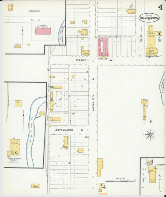 Sanborn Fire Insurance Map from Excelsior Springs, Clay County, Missouri (1900), Sheet #0004 - Historic Sanborn Fire Insurance Map Print, vintage old map wall art, antique decor, genealogy gift, Missouri Missouri map