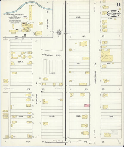 Sanborn Fire Insurance Map from Middlesboro, Bell County, Kentucky (1913), Sheet #0011 - Complete Map Set gallery image, historic Sanborn map, vintage wall art, Kentucky Kentucky
