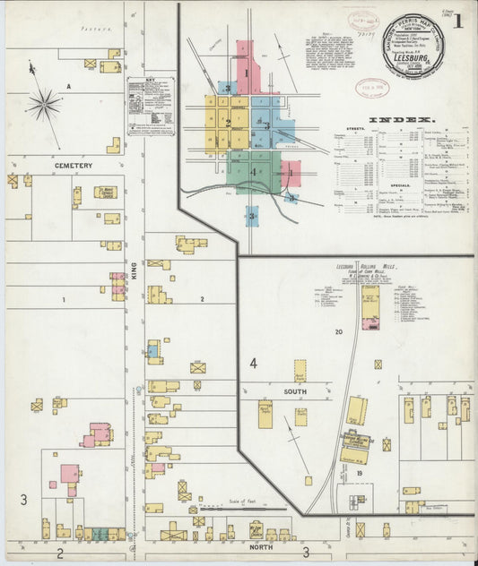 Sanborn Fire Insurance Map from Leesburg, Loudoun County, Virginia (1899), Sheet #0001 - Complete Map Set gallery image, historic Sanborn map, vintage wall art, Virginia Virginia