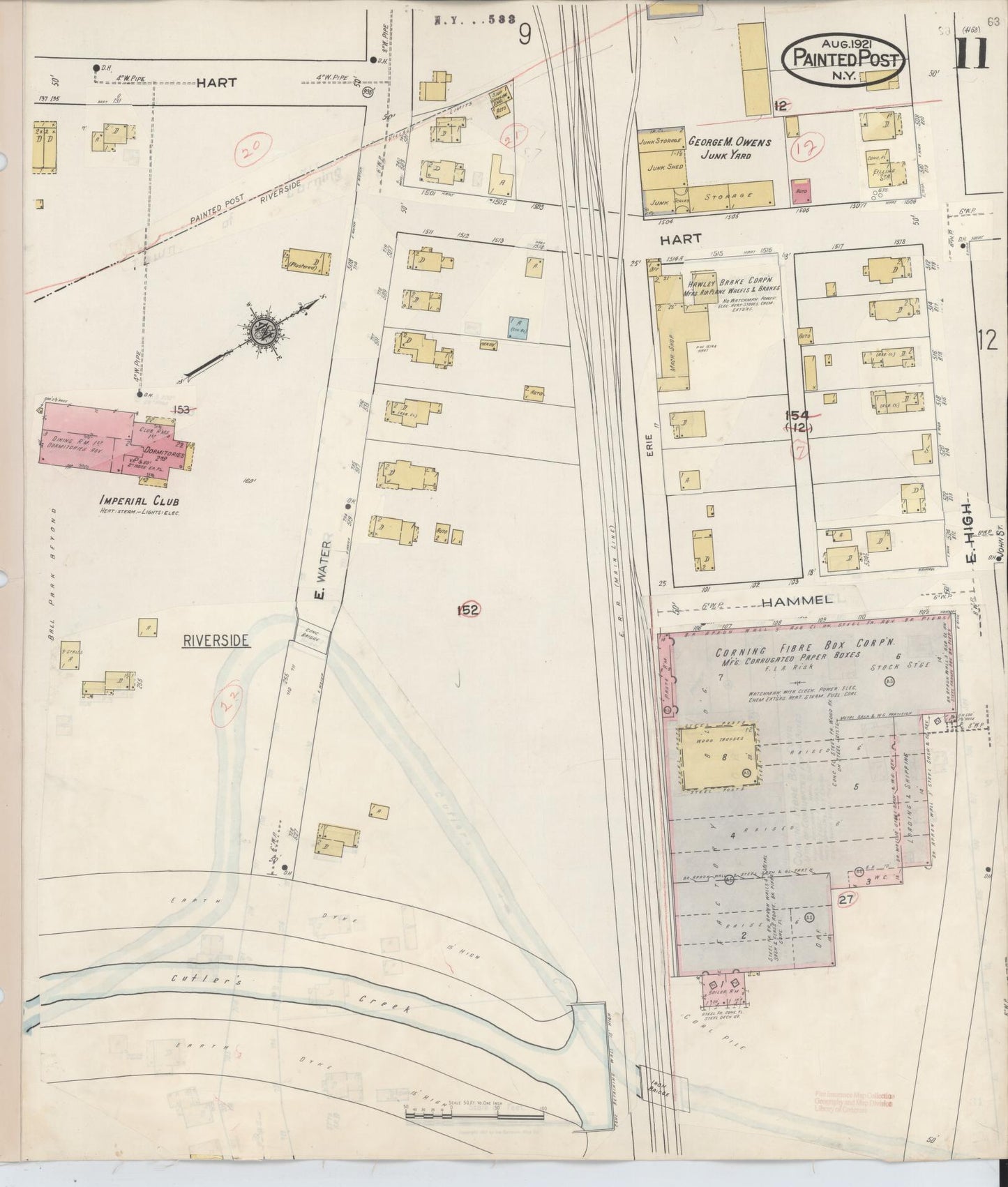 Sanborn Fire Insurance Map from Painted Post, Steuben County, New York (1943), Sheet #0011 - Complete Map Set gallery image, historic Sanborn map, vintage wall art, New York New York