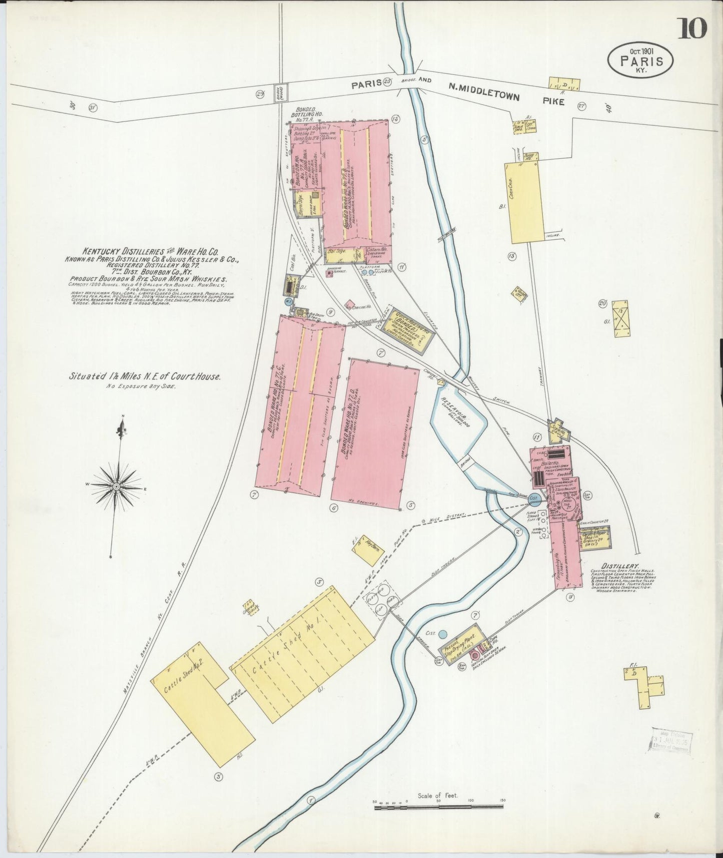 Sanborn Fire Insurance Map from Paris, Bourbon County, Kentucky (1901), Sheet #0010 - Complete Map Set gallery image, historic Sanborn map, vintage wall art, Kentucky Kentucky
