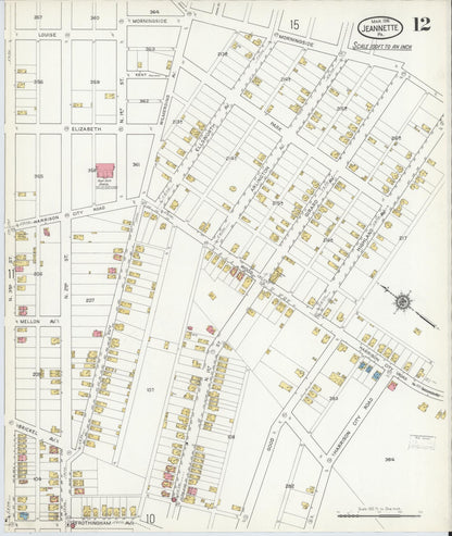 Sanborn Fire Insurance Map from Jeannette, Westmoreland County, Pennsylvania (1916), Sheet #0012 - Complete Map Set gallery image, historic Sanborn map, vintage wall art, Pennsylvania Pennsylvania