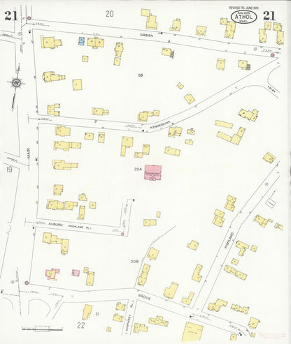 Sanborn Fire Insurance Map from Athol, Worcester County, Massachusetts (1936), Sheet #0021 - Complete Map Set gallery image, historic Sanborn map, vintage wall art, Massachusetts Massachusetts