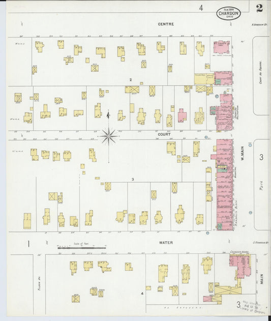 Sanborn Fire Insurance Map from Chardon, Geauga County, Ohio (1899), Sheet #0002 - Historic Sanborn Fire Insurance Map Print, vintage old map wall art, antique decor, genealogy gift, Ohio Ohio map