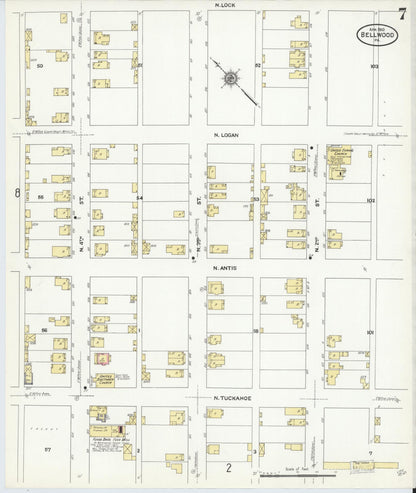Sanborn Fire Insurance Map from Bellwood, Blair County, Pennsylvania (1910), Sheet #0007 - Historic Sanborn Fire Insurance Map Print, vintage old map wall art, antique decor, genealogy gift, Pennsylvania Pennsylvania map