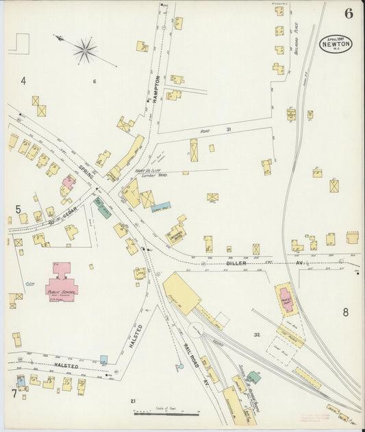 Sanborn Fire Insurance Map from Newton, Sussex County, New Jersey (1897), Sheet #0006 - Historic Sanborn Fire Insurance Map Print, vintage old map wall art, antique decor, genealogy gift, New Jersey New Jersey map