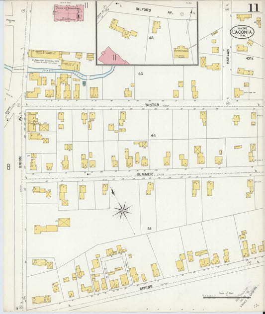 Sanborn Fire Insurance Map from Laconia, Belknap County, New Hampshire (1902), Sheet #0011 - Historic Sanborn Fire Insurance Map Print, vintage old map wall art, antique decor, genealogy gift, New Hampshire New Hampshire map