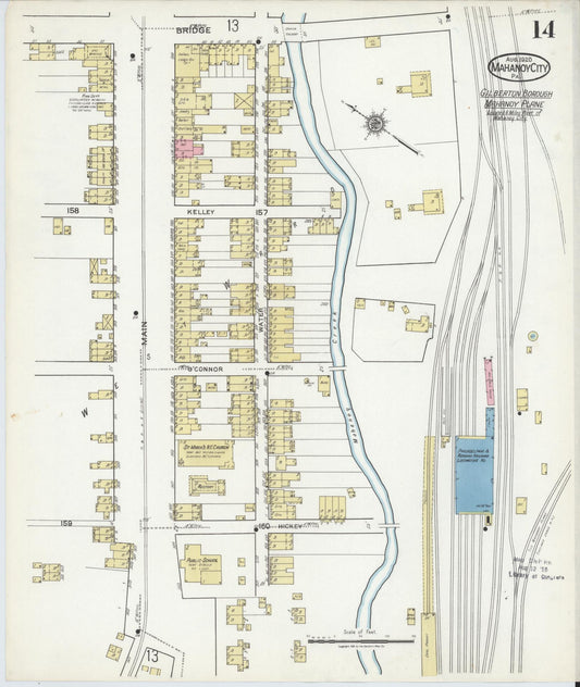 Sanborn Fire Insurance Map from Mahanoy City, Schuylkill County, Pennsylvania (1920), Sheet #0014 - Historic Sanborn Fire Insurance Map Print, vintage old map wall art, antique decor, genealogy gift, Pennsylvania Pennsylvania map