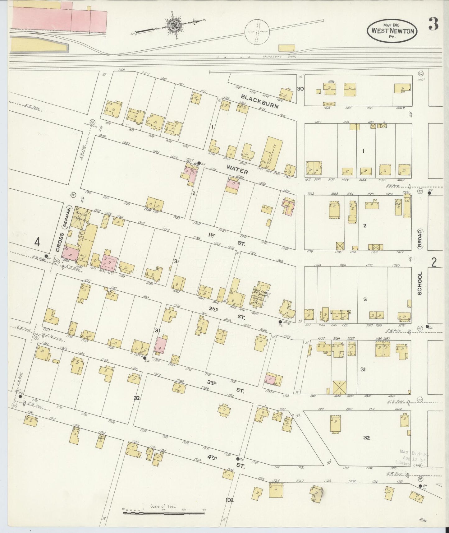 Sanborn Fire Insurance Map from West Newton, Westmoreland County, Pennsylvania (1910), Sheet #0003 - Complete Map Set gallery image, historic Sanborn map, vintage wall art, Pennsylvania Pennsylvania