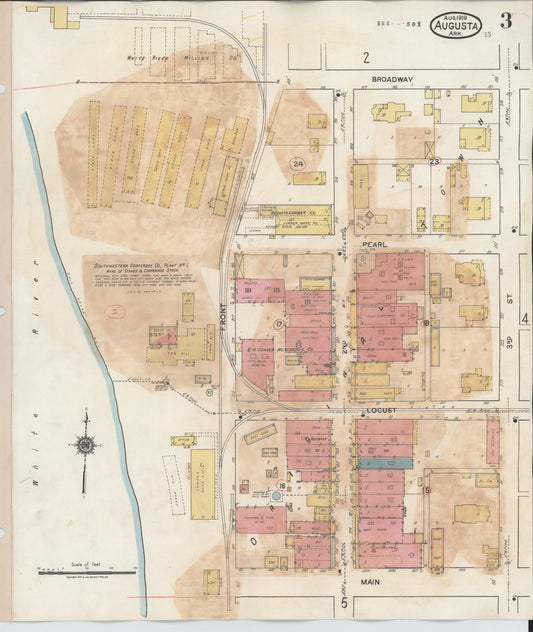 Sanborn Fire Insurance Map from Augusta, Woodruff County, Arkansas (1941), Sheet #0003 - Historic Sanborn Fire Insurance Map Print, vintage old map wall art, antique decor, genealogy gift, Arkansas Arkansas map
