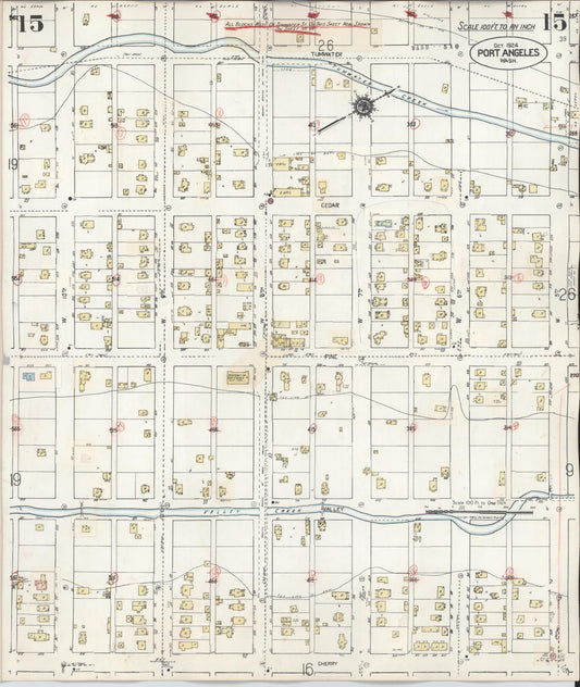 Sanborn Fire Insurance Map from Port Angeles, Clallam County, Washington (1949), Sheet #0015 - Historic Sanborn Fire Insurance Map Print, vintage old map wall art, antique decor, genealogy gift, Washington Washington map