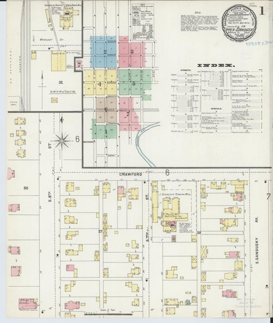 Sanborn Fire Insurance Map from Upper Sandusky, Wyandot County, Ohio (1897), Sheet #0001 - Complete Map Set gallery image, historic Sanborn map, vintage wall art, Ohio Ohio