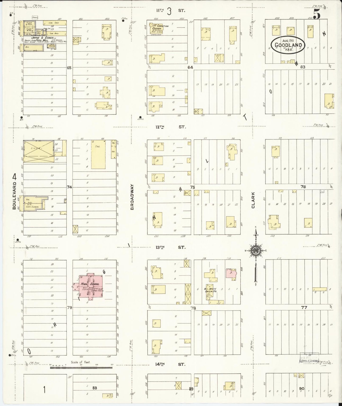 Sanborn Fire Insurance Map from Goodland, Sherman County, Kansas (1911), Sheet #0005 - Complete Map Set gallery image, historic Sanborn map, vintage wall art, Kansas Kansas