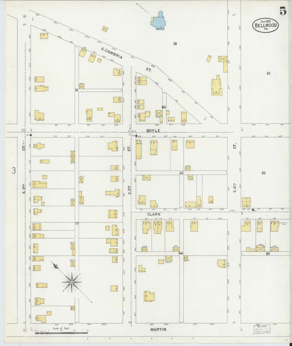 Sanborn Fire Insurance Map from Bellwood, Blair County, Pennsylvania (1899), Sheet #0005 - Complete Map Set gallery image, historic Sanborn map, vintage wall art, Pennsylvania Pennsylvania